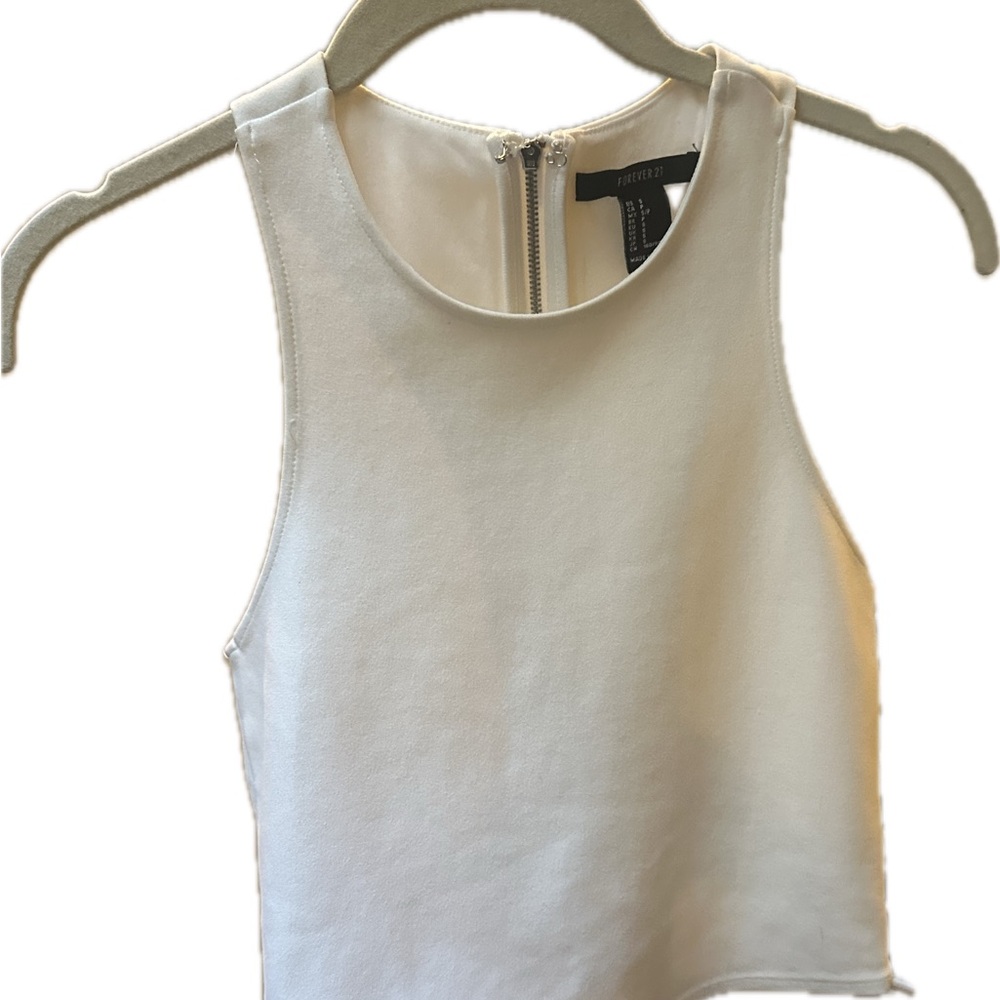 Forever 21 White Sleeveless Cutout Crop Top